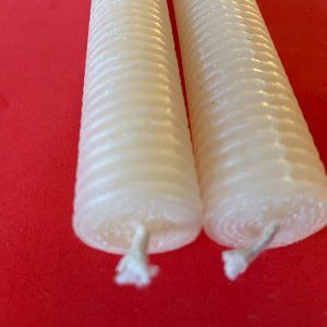 2 Piece Vintage Dinner Candles 12" Length 3/4" Diameter Surface Ridges